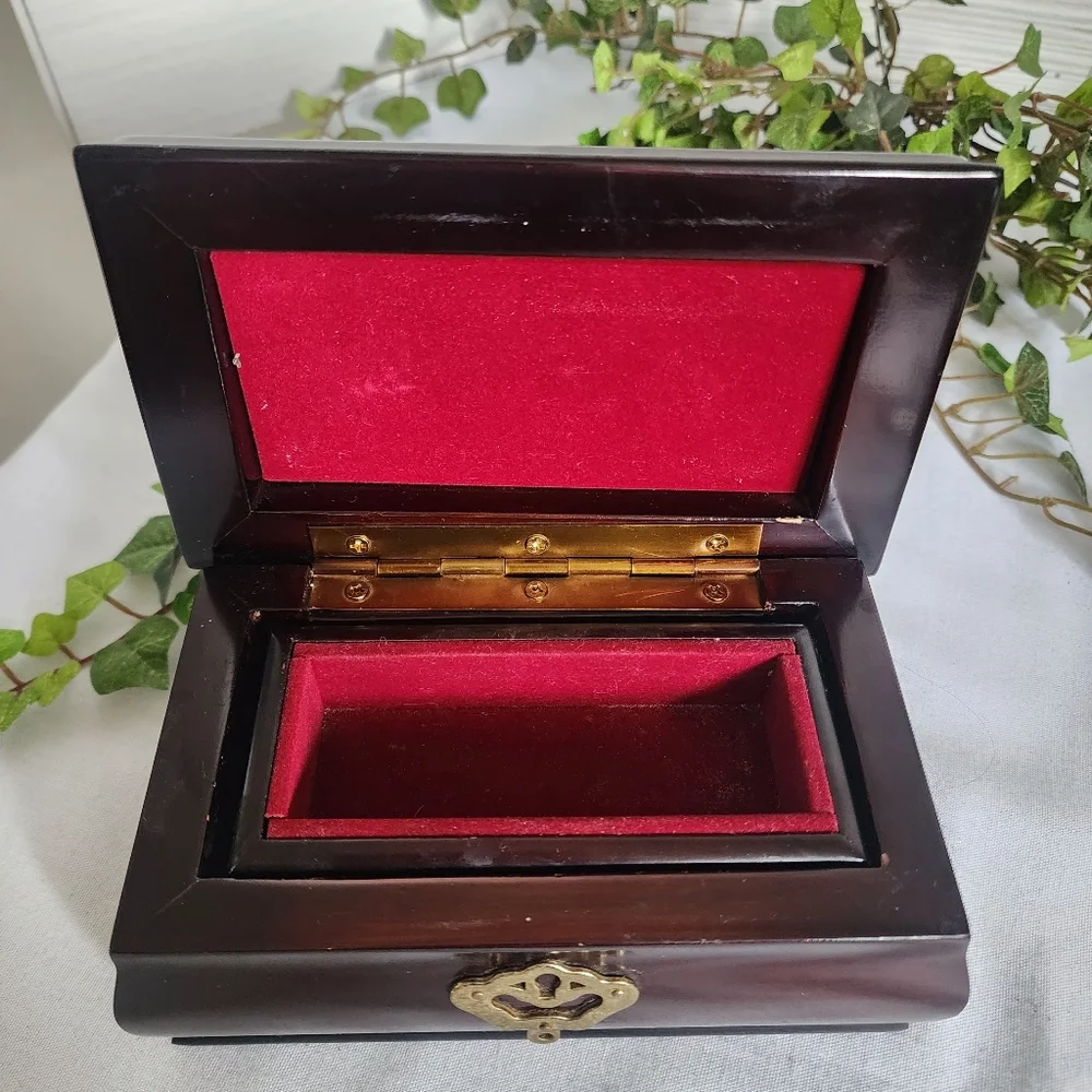 Vintage Mahogany Jewelry Box Made in Korea